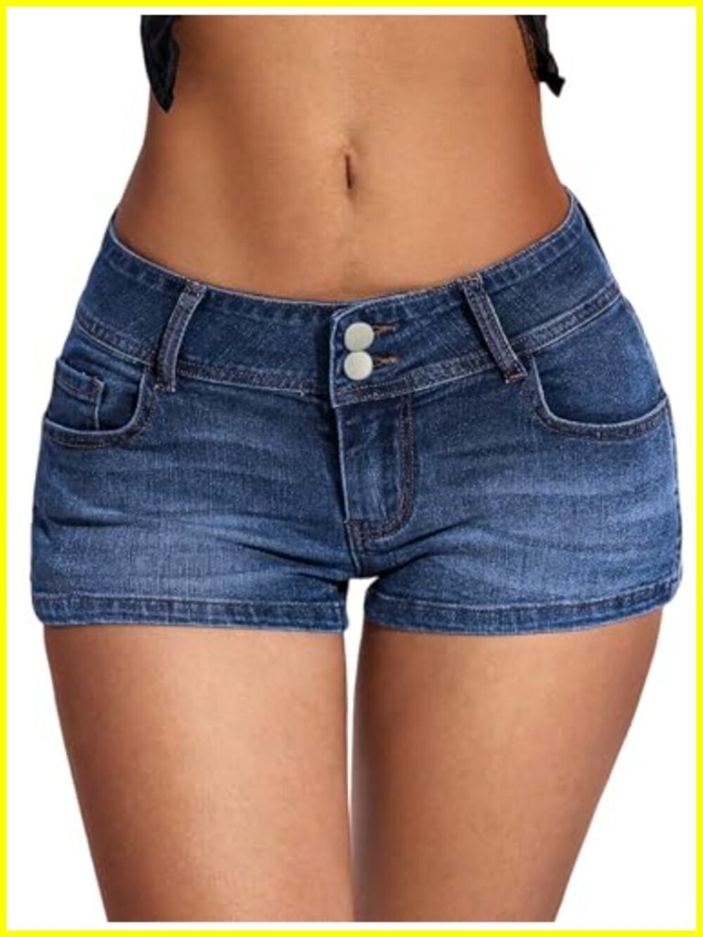 Stretchy Low Rise Denim Shorts Mini Y2K Micro Jorts Five Pockets